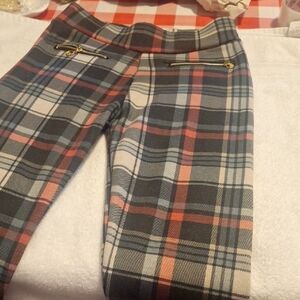 Plaid Pants with Zipper Accents